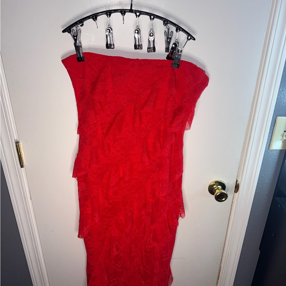 Wild Fable Women’s Strapless Red Lace Dress